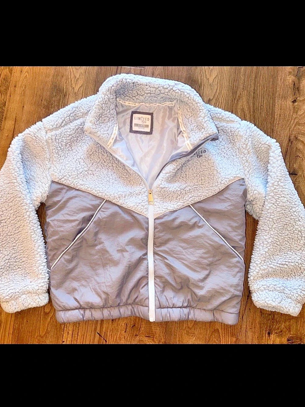 Limited Too Kids Sherpa Color Block Jacket Purple & Gray